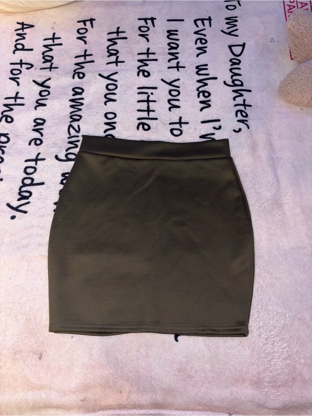 Olive green mini skirt